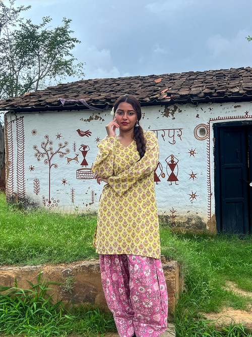 Mustard Pink Farshi Suit Set